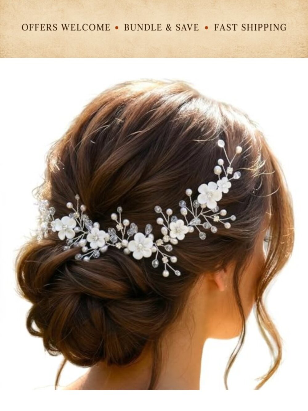 Bridal Hair Vine Pearl Rhinestone Headband Wedding Hair Accessory